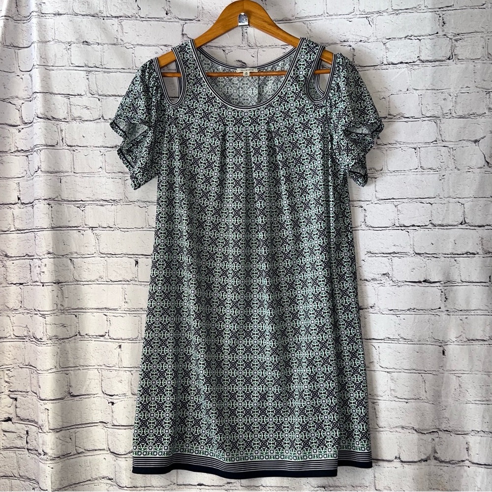 Max Studio Cold Shoulder‎ Geometric Print Above Knee Length Dress Size Medium